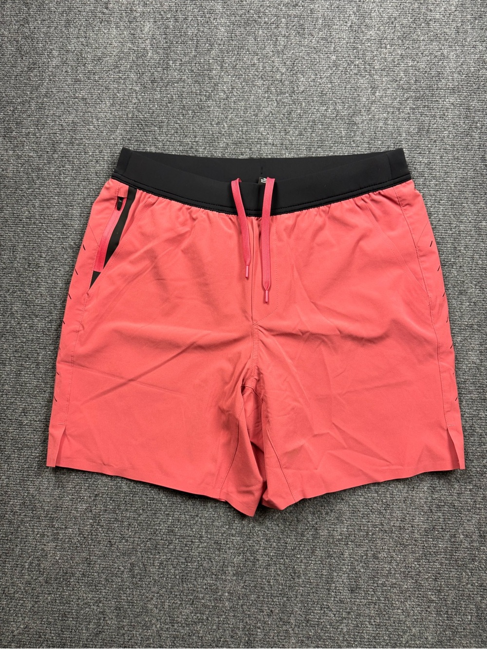 New Ten Thousand Interval Short Mens Large Coral Red Zipped Pockets Lined Shorts